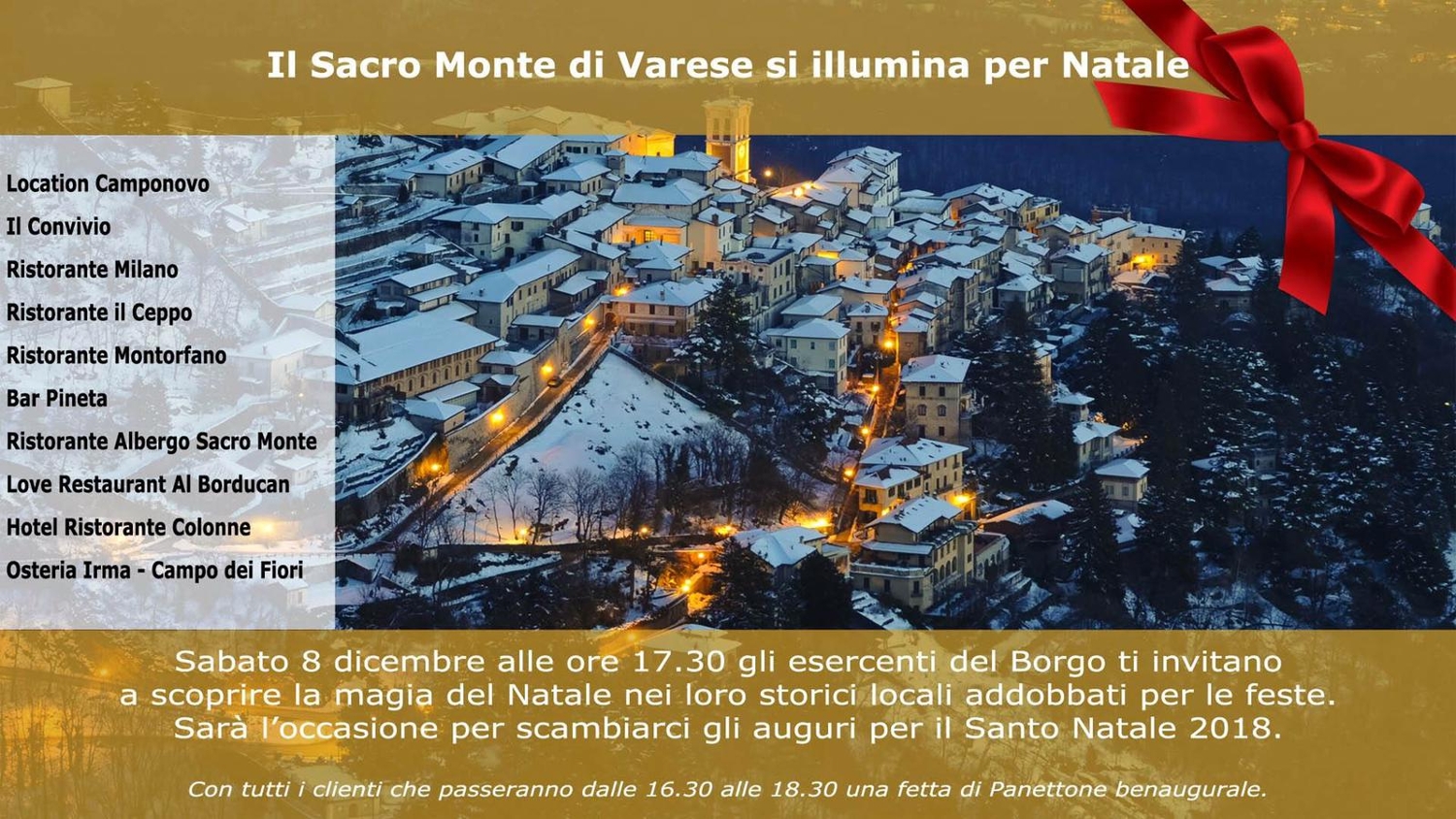 Il Sacro Monte di Varese si illumina per Natale